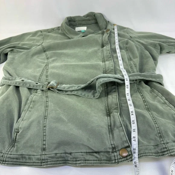 Anthropologie Plus 3X Everyday Belted Moto Jacket Light Green Lined Zip & Button - Picture 14 of 16